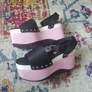 Zara Black and Pink Platform Sandals